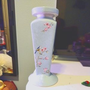 Gorgeous Vintage Baby Blue Candle Holders. Blossom Birds.